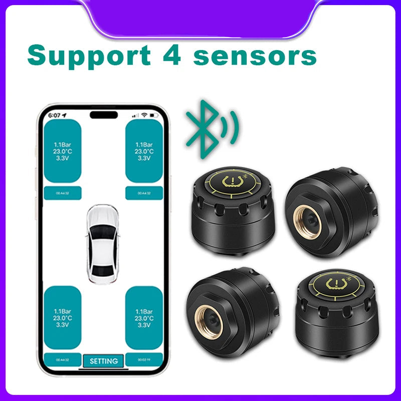 TPMS Bluetooth 5.0 — Sistema de Monitorização da Pressão dos Pneus